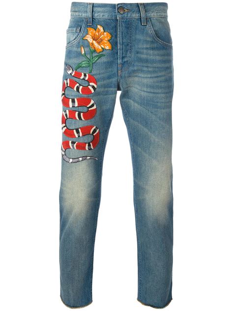 gucci snake jeans men's